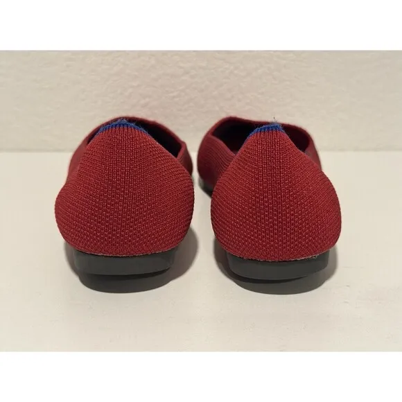 Rothy’s Womens The Point Ballet Flats Shoes Sz 5 Red Slip On Comfort Casual Work