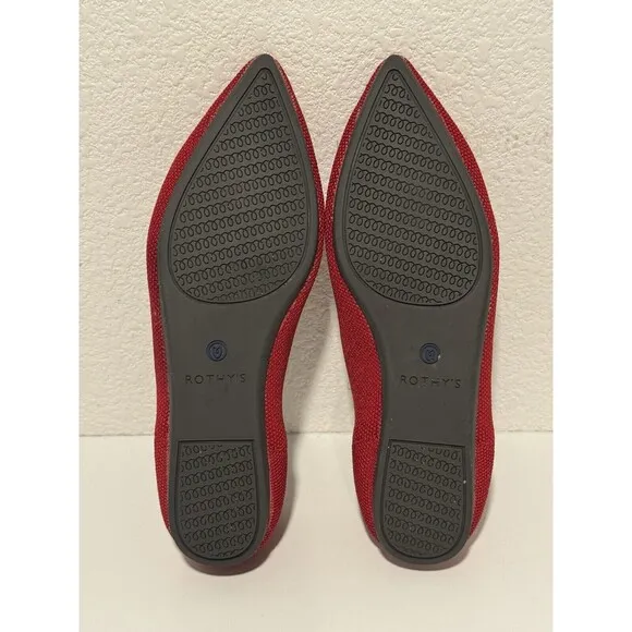 Rothy’s Womens The Point Ballet Flats Shoes Sz 5 Red Slip On Comfort Casual Work