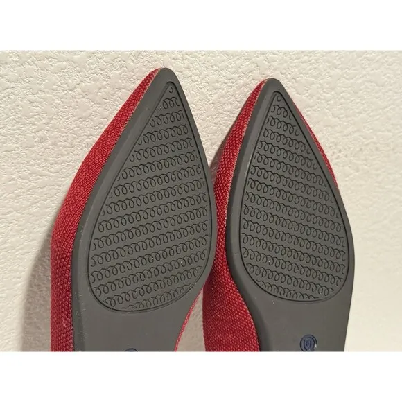Rothy’s Womens The Point Ballet Flats Shoes Sz 5 Red Slip On Comfort Casual Work
