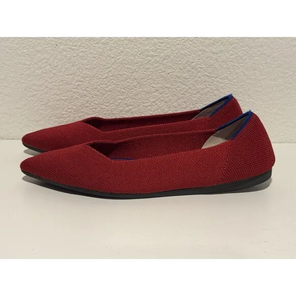 Rothy’s Womens The Point Ballet Flats Shoes Sz 5 Red Slip On Comfort Casual Work