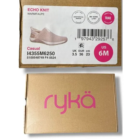 Ryka Echo Knit Slip On Comfort Walking Shoes Trail Outdoor Sneakers‎ Taupe US 6M