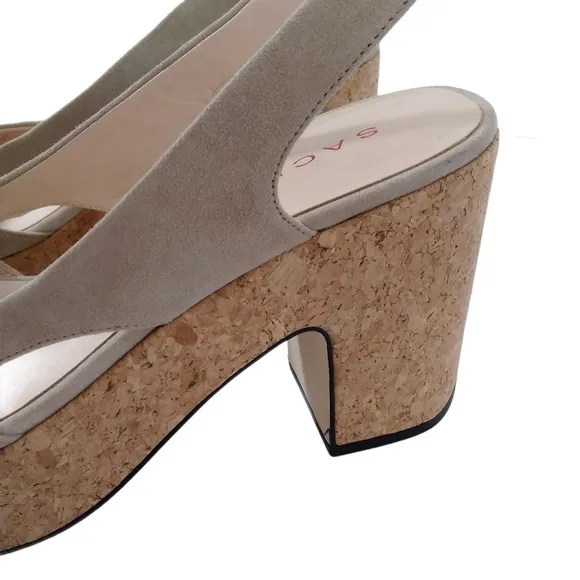 Sacha London Beige Cork Heel Suede Shoes Size 10