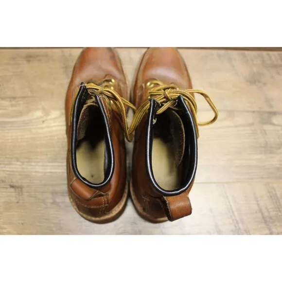 Safety and Supply co vintage men's brown leather moc toe 7 eye work boots 6-6.5