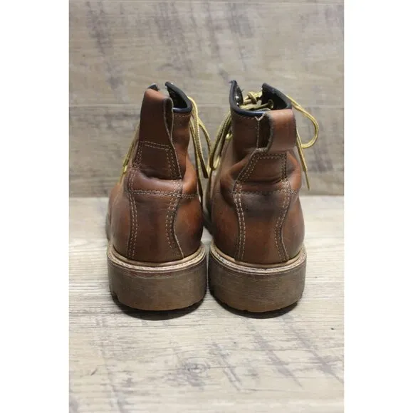 Safety and Supply co vintage men's brown leather moc toe 7 eye work boots 6-6.5