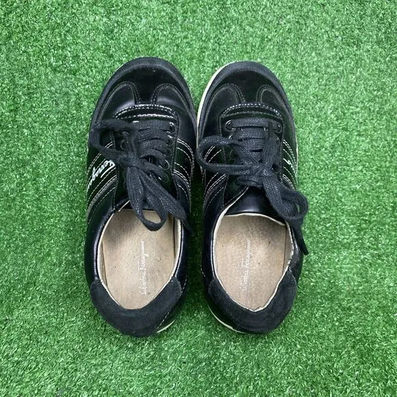 Salvatore Ferragamo EUC Black Designer Sneakers Shoes Boys Children Size 13 Kids