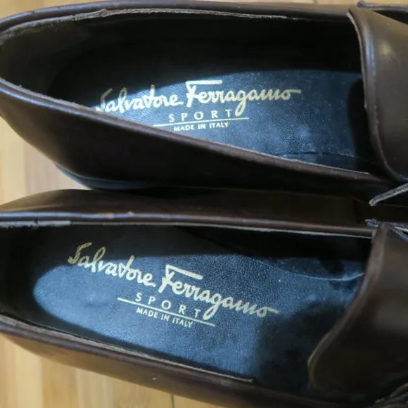 Salvatore Ferragamo Vera Bow Sport Brown Leather Pump Size 8 (2A) Made in Italy