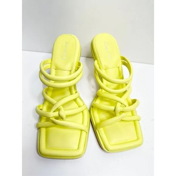 Sam Edelman Sandals Womens Size 8 Square Toe Slide On Lime Green