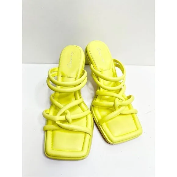 Sam Edelman Sandals Womens Size 8 Square Toe Slide On Lime Green