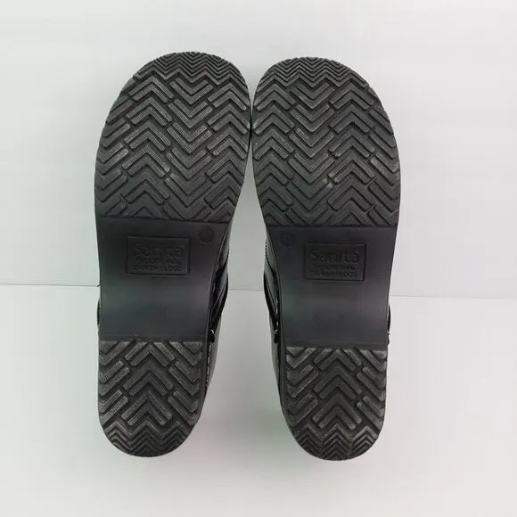 Sanita Womens Size EU 42 US 11 Black Silver Leather Slip On Work Clog Shoes
