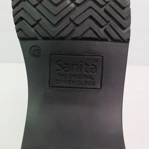 Sanita Womens Size EU 42 US 11 Black Silver Leather Slip On Work Clog Shoes