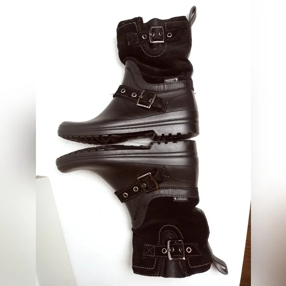 Santana Canada Cayley Winter Boot Shoes Buckle Women's Size 7M /37 Black