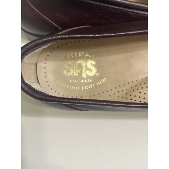 SAS Loafers Leather Comfort Slip On Walking Shoes Burgundy Size 7 N Narrow