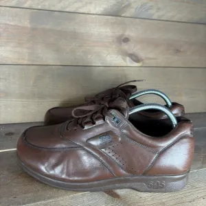 sas time out mens size 9.5 wide EE shoes brown leather comfort walking sneakers