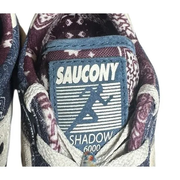 Saucony Mens Shadow 6000 Northern Soul Paisley Blue Sneaker Running Shoes Size 8