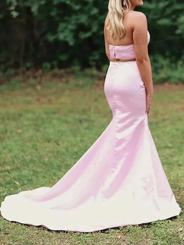 Sexy Halter Sleeveless Two-pieces Mermaid Prom Dresses,PDS1020