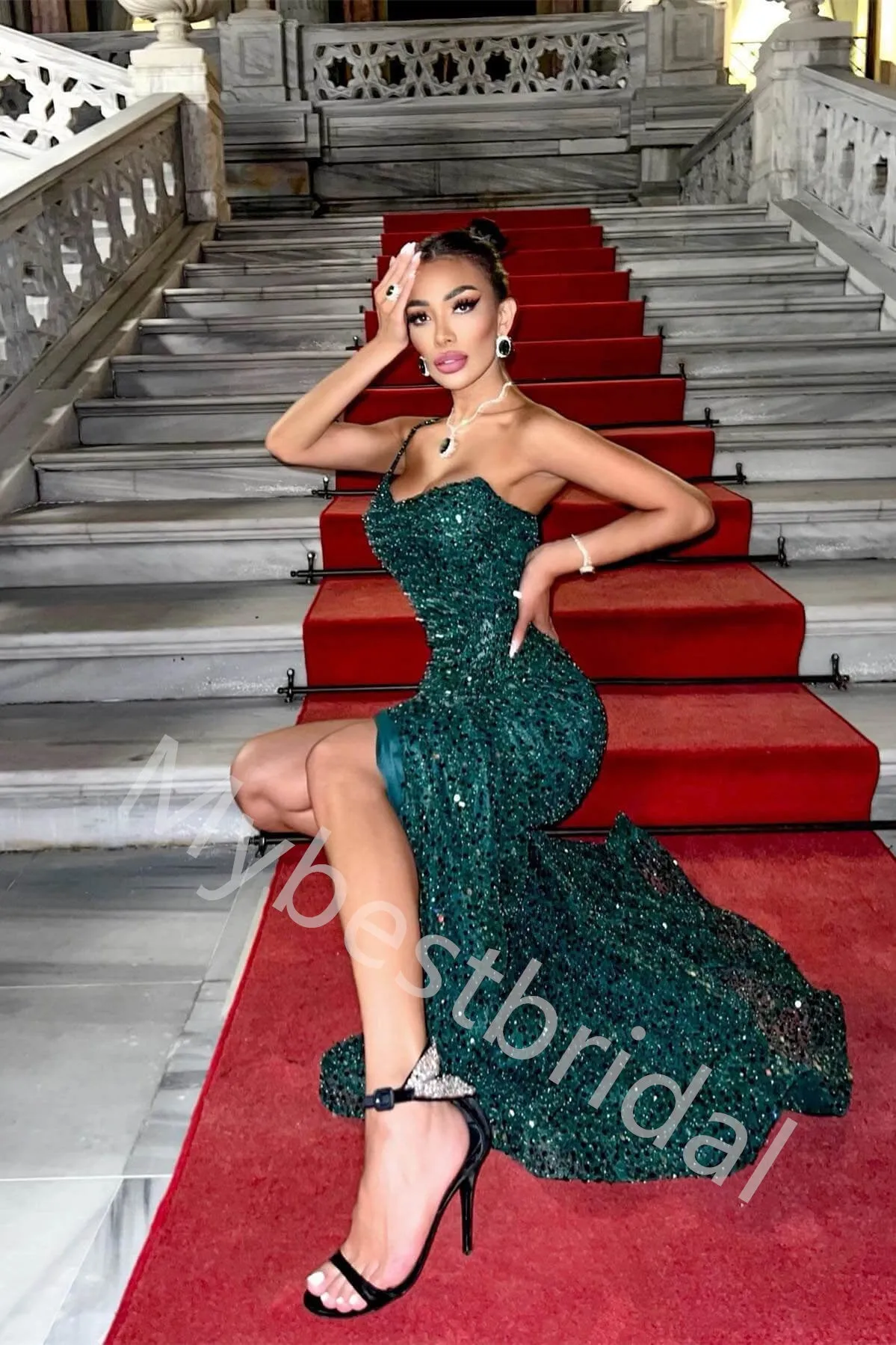 Sexy Sweetheart One shoulder Mermaid Long Prom Dress,PDS1107