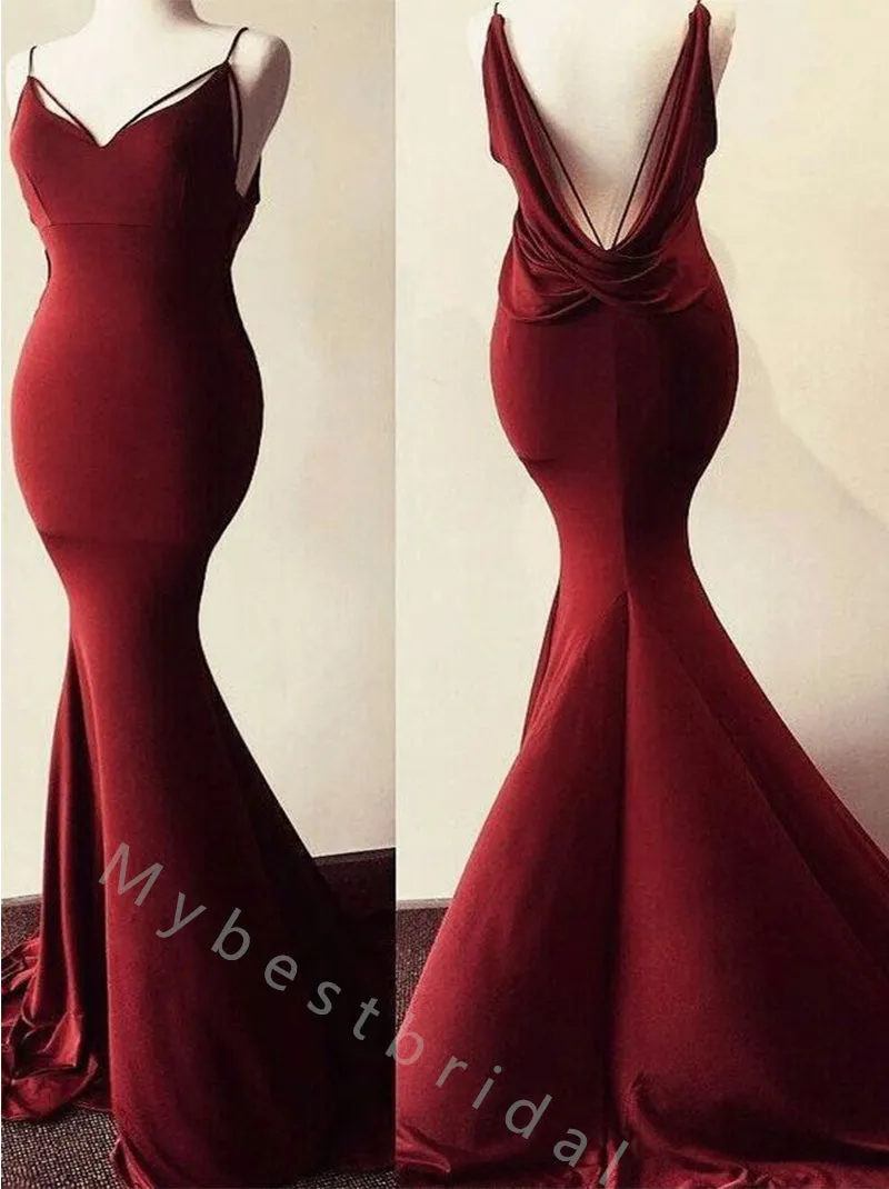 Sexy V-neck Sleeveless Mermaid Long Prom Dress,PDS11539