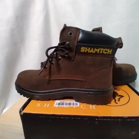 Shamtch Boots Mens Size 8 Nubuck Brown Waterproof Steel Toe Nwt