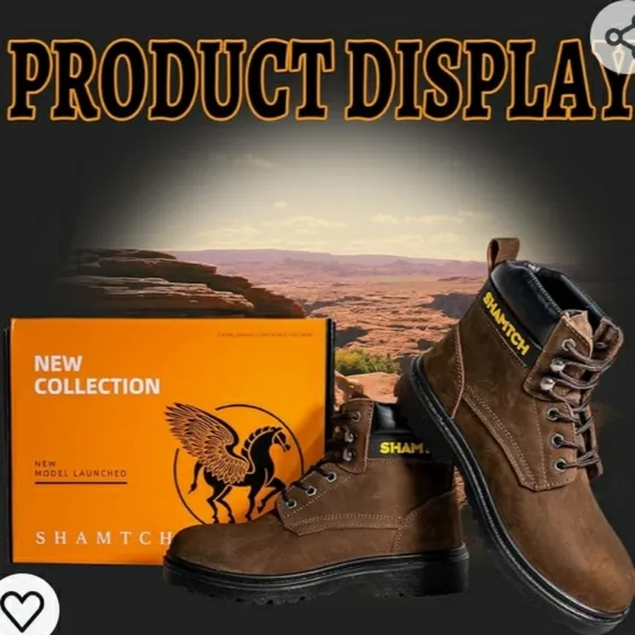 Shamtch Boots Mens Size 8 Nubuck Brown Waterproof Steel Toe Nwt