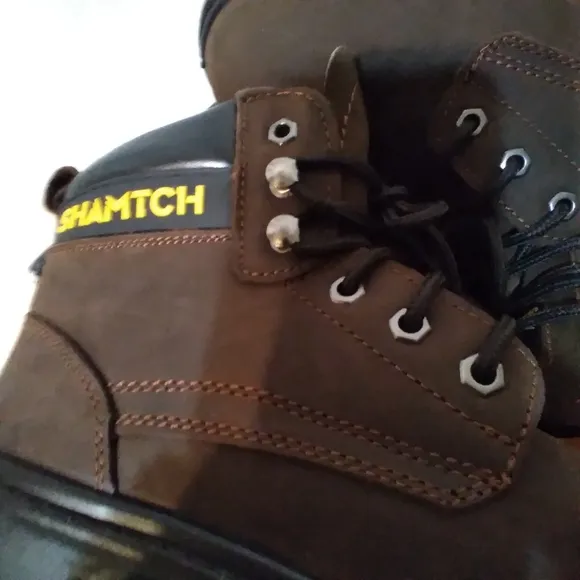 Shamtch Boots Mens Size 8 Nubuck Brown Waterproof Steel Toe Nwt