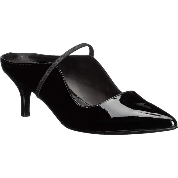 SIGERSON MORRISON Beryl Mule Pumps Ponted Toe Black Patent Leather Heeled Shoes