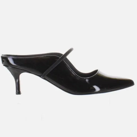 SIGERSON MORRISON Beryl Mule Pumps Ponted Toe Black Patent Leather Heeled Shoes