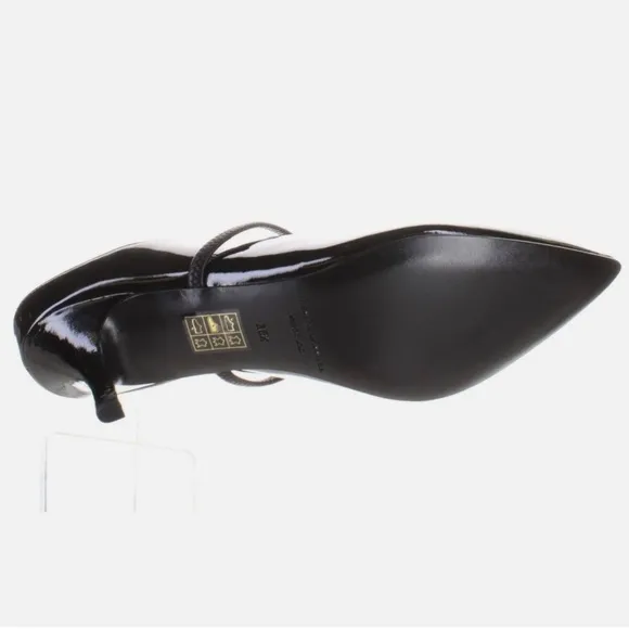SIGERSON MORRISON Beryl Mule Pumps Ponted Toe Black Patent Leather Heeled Shoes