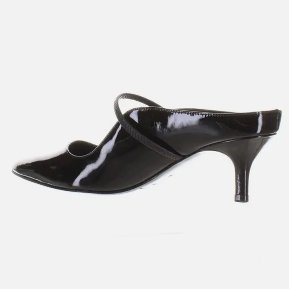 SIGERSON MORRISON Beryl Mule Pumps Ponted Toe Black Patent Leather Heeled Shoes