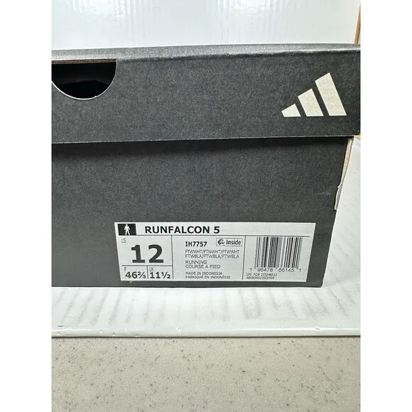 Size 12 Men’s adidas Runfalcon 5 Athletic Running Shoes White IH7757 NEW