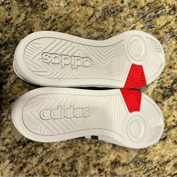 Size 13- Adidas Hoops 3.0 Mid White Vivid Red Navy