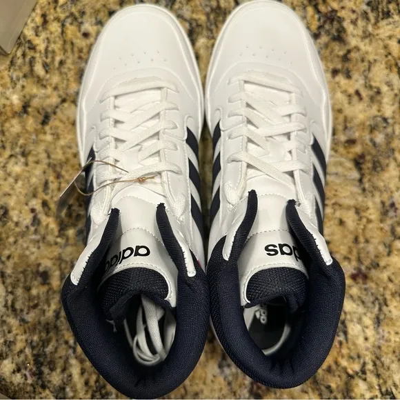 Size 13- Adidas Hoops 3.0 Mid White Vivid Red Navy