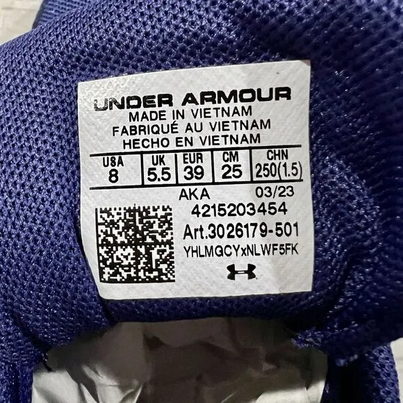 Size 8 Woman Under Armour W Charged‎ Assert 10 Running Shoes BLU 3026179-501