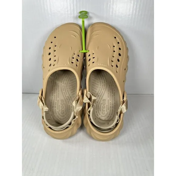 Size 9 Crocs Echo Mens Slip On Clogs Shoes Wheat Beige Comfort 207937-209 NEW