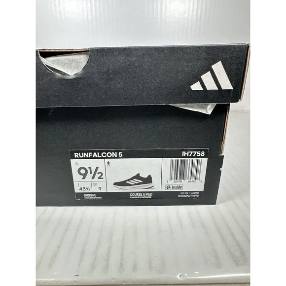 Size 9.5 Men’s Adidas RUNFALCON 5 CLOUDFOAM Running Sneakers Shoes Black White