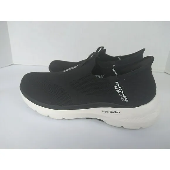 Skechers GOwalk Hyper Pillars Slip-On Athletic Walking Shoes Black/White Comfort