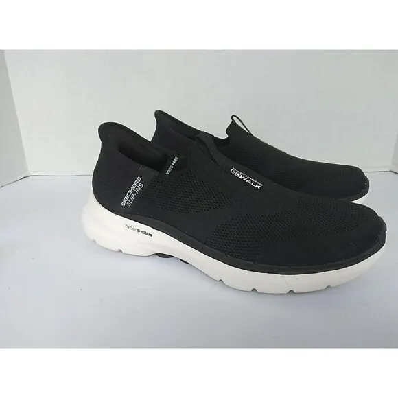 Skechers GOwalk Hyper Pillars Slip-On Athletic Walking Shoes Black/White Comfort