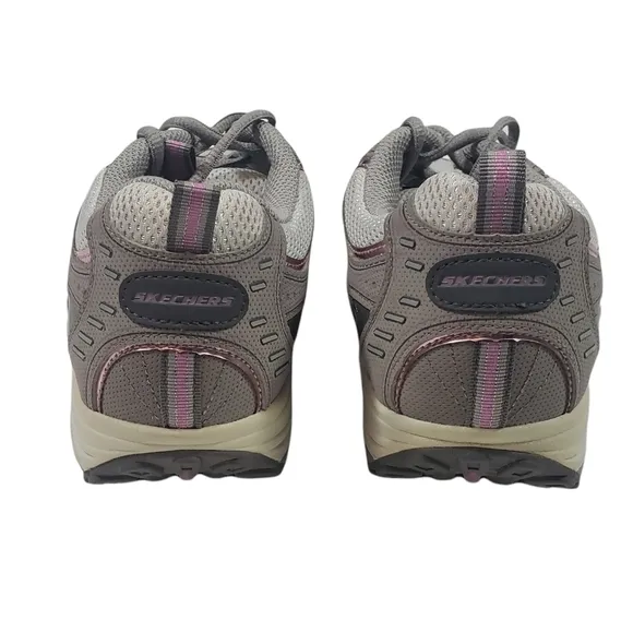 Skechers Gray Pink Metallic Action Packed Shape Ups Women's Size 8 Walking Shoes