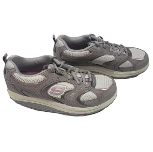 Skechers Gray Pink Metallic Action Packed Shape Ups Women's Size 8 Walking Shoes