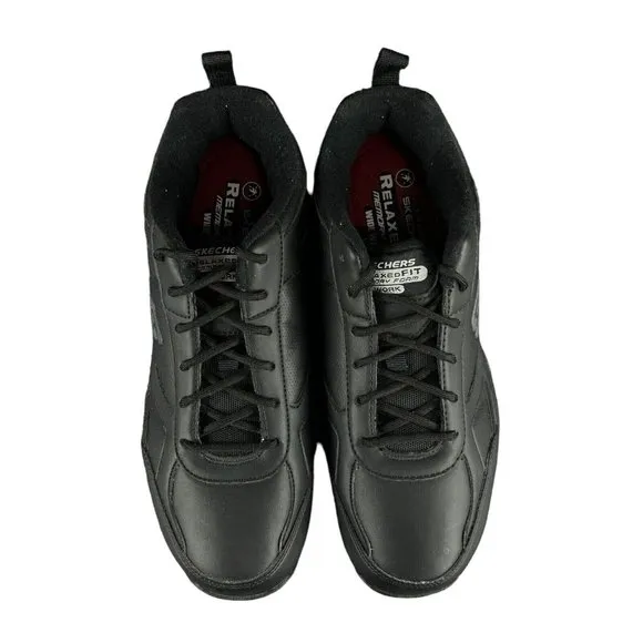 Skechers Relaxed Fit Memory Foam Slip Resistant Black Work Shoes Size 9 Wide