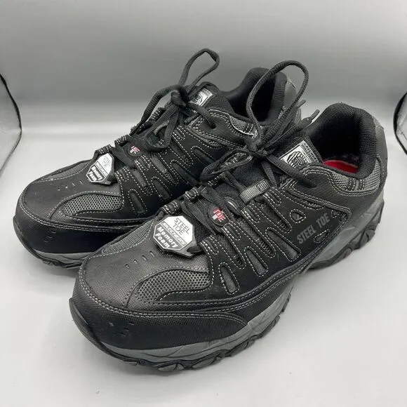 Skechers Work Shoes Men 77055 Relaxed Fit‎ Cankton Black Steel Toe Size 11.5