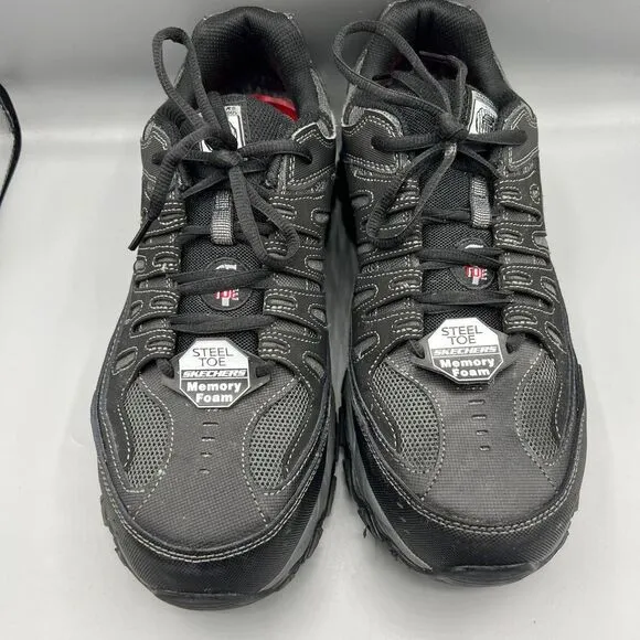 Skechers Work Shoes Men 77055 Relaxed Fit‎ Cankton Black Steel Toe Size 11.5