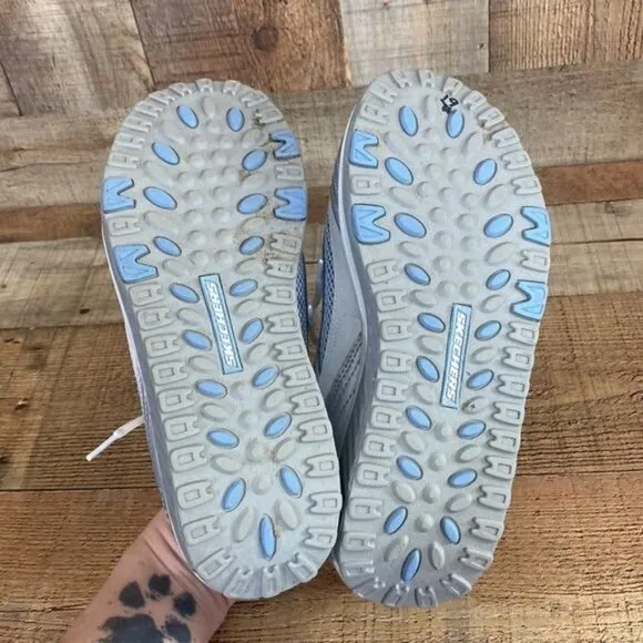 Skechers Shape Ups White Gray Blue Walking‎ Shoe Women's 9 Toning Shoes