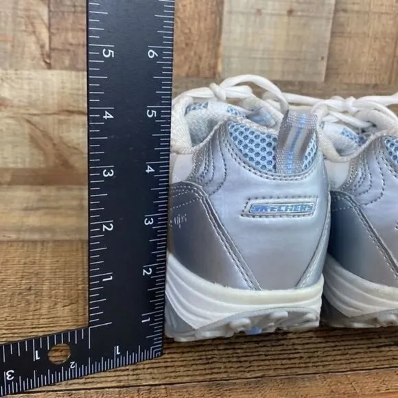 Skechers Shape Ups White Gray Blue Walking‎ Shoe Women's 9 Toning Shoes