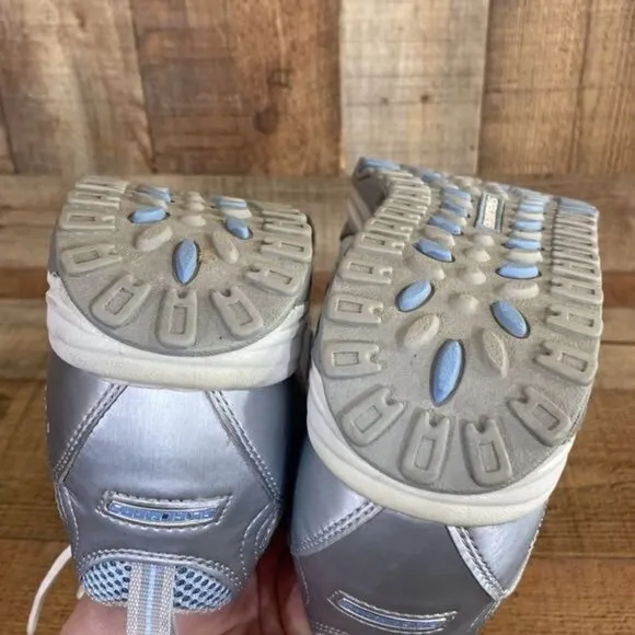 Skechers Shape Ups White Gray Blue Walking‎ Shoe Women's 9 Toning Shoes