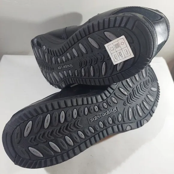 Sketchers Black Shoes Shape Ups Leather Size 11 Hydro Walking Z-Strap Toning