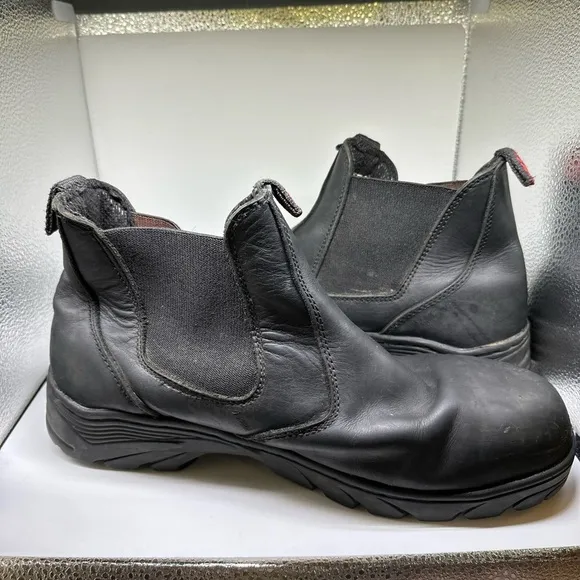 Snap On Tools Work Boots Pull On Chelsea Black Leather Mens Size 12 Carb Steel