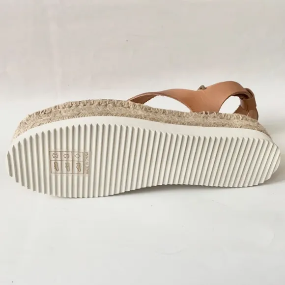Soludos Olympia Brown Tan Leather Platform Espadrille Sandals Anthropologie 9