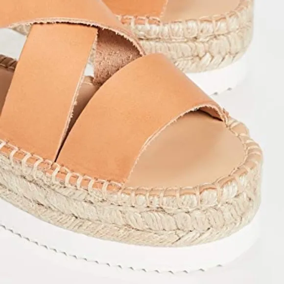 Soludos Olympia Brown Tan Leather Platform Espadrille Sandals Anthropologie 9