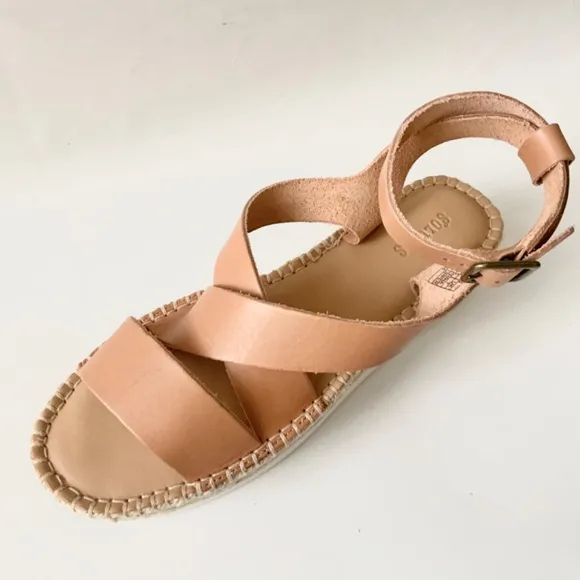 Soludos Olympia Brown Tan Leather Platform Espadrille Sandals Anthropologie 9