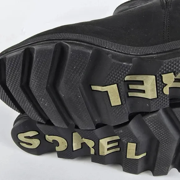 Sorel Women's Joan Of Arctic Black Leather Wedge Zip Bootie Waterproof Size 10